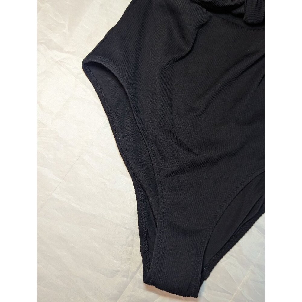 Aerie Women's Size Medium Black Ribbed NWT One Piece Full Coverage Swimsuit - Picture 2 of 15